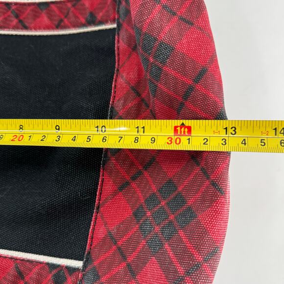 VTG Lands End CANVAS TOTE BAG Red Holiday Bird Floral  LARGE Pocket Zipper - Picture 8 of 9